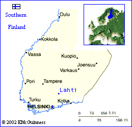 Map of Southern Finland